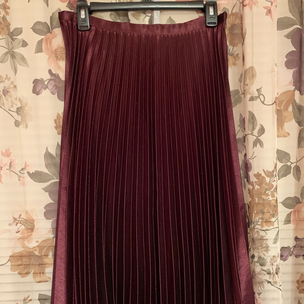 Banana Republic Satin Sheen Pleated Midi Skirt